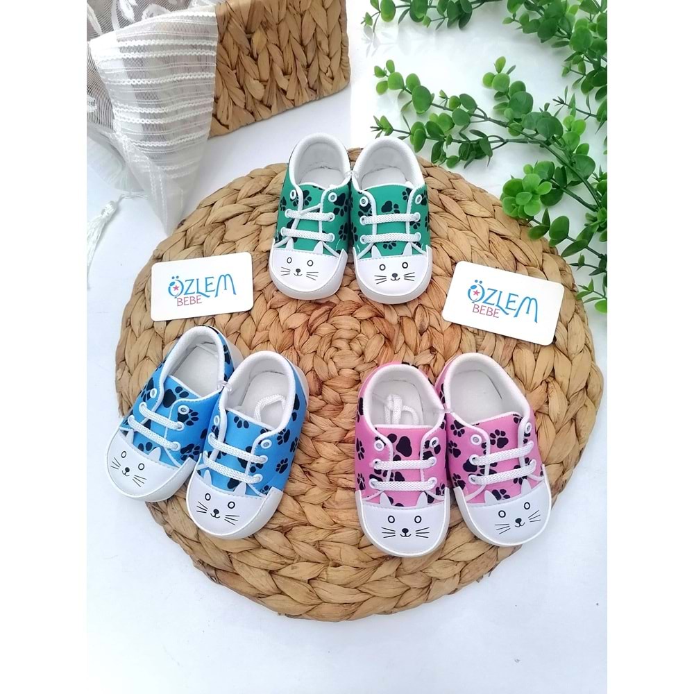 Pati Baskı Bağcıklı Bebek Ayakkabısı
