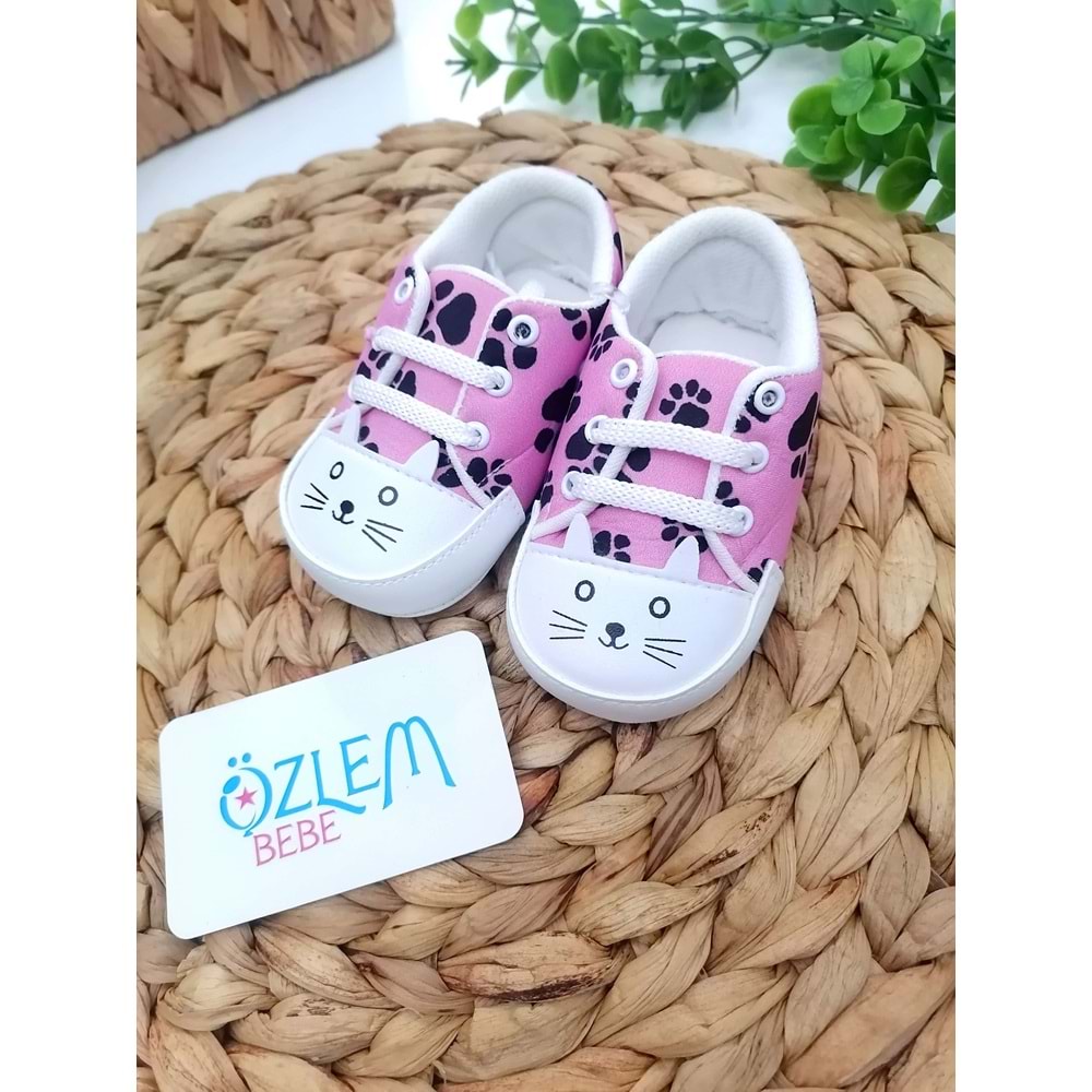 Pati Baskı Bağcıklı Bebek Ayakkabısı