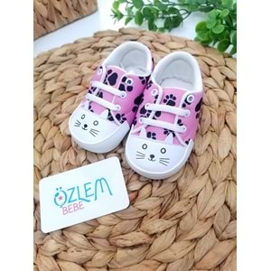 Pati Baskı Bağcıklı Bebek Ayakkabısı
