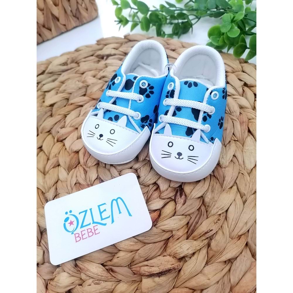 Pati Baskı Bağcıklı Bebek Ayakkabısı