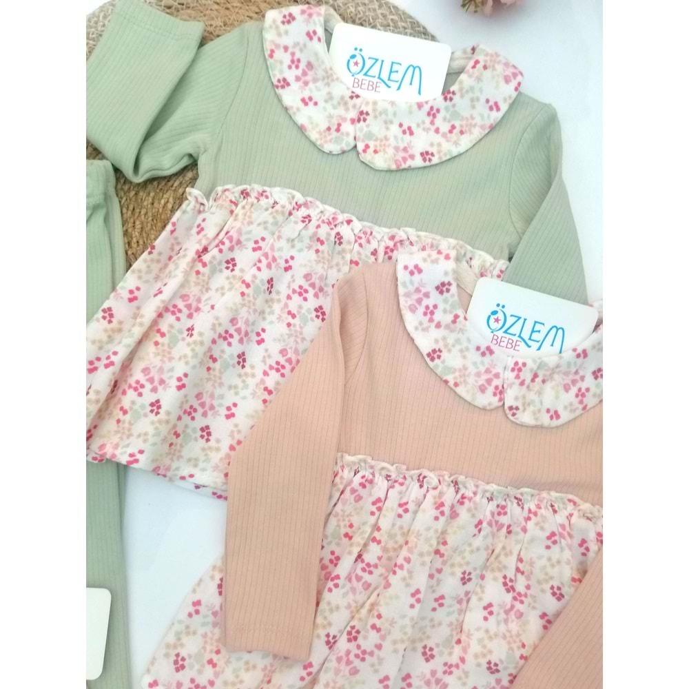 Çiçek Müslin Bebe Yaka Robalı 2'li Takım