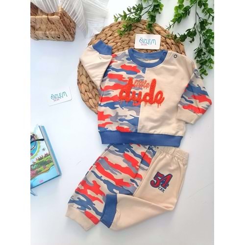 Little Dude Mavi&Turuncu Kamuflaj 2'li Takım