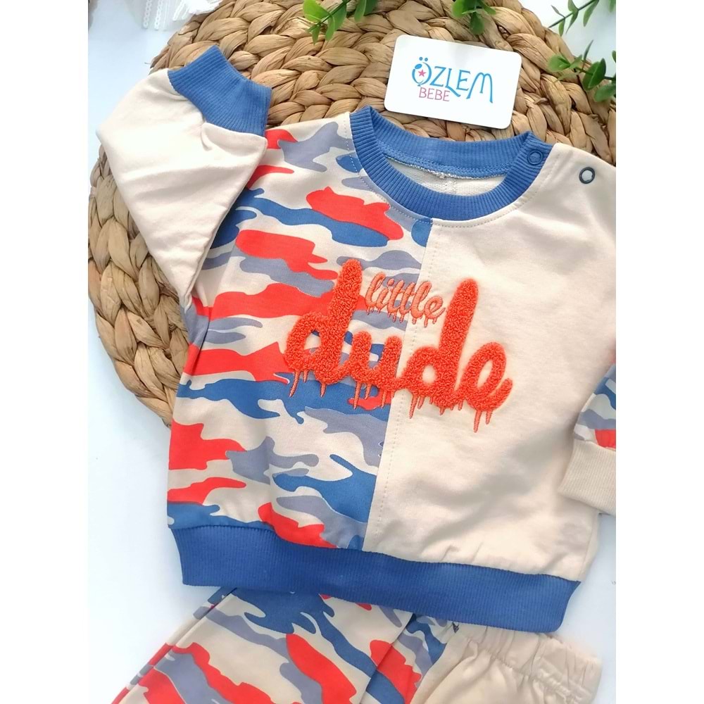 Little Dude Mavi&Turuncu Kamuflaj 2'li Takım