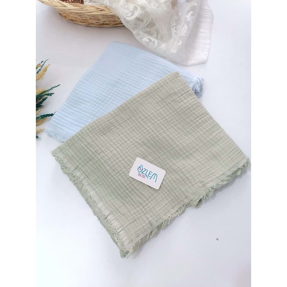 Saçaklı 4 Kat Müslin Battaniye (90*110)