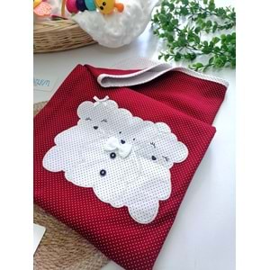 Puantiyeli Kırmızı Ayıcık Baskı Penye Battaniye