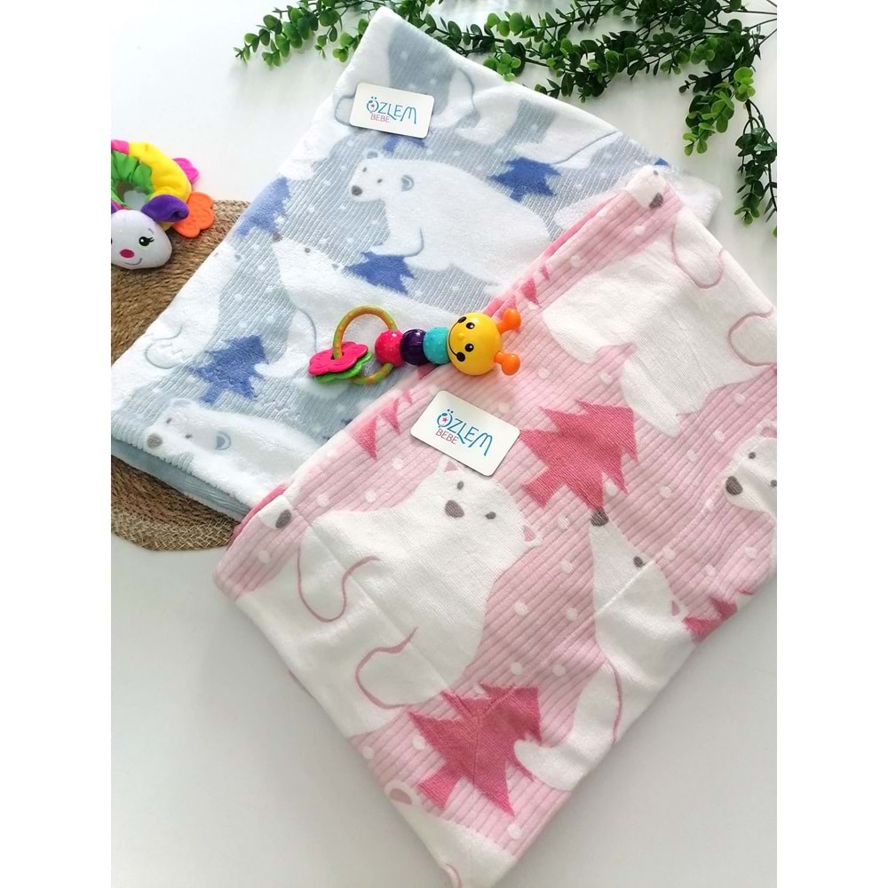 Kutup Ayı Baskılı Peluş Battaniye