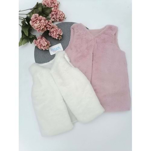 Elyaf Dolgulu Düz Doku Peluş Yelek