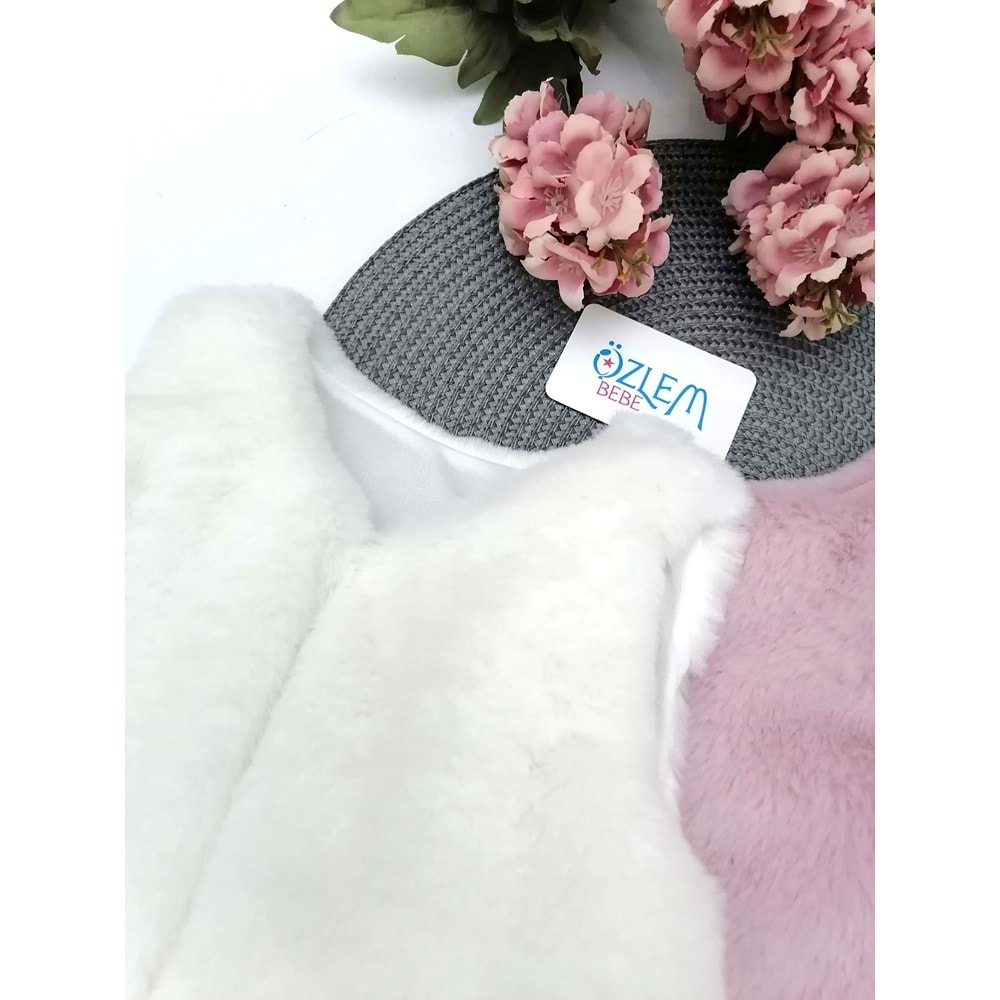 Elyaf Dolgulu Düz Doku Peluş Yelek