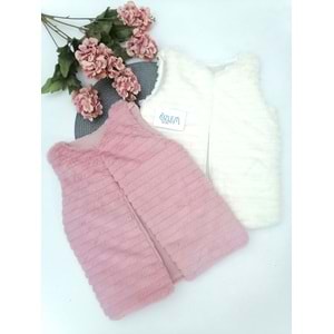 Elyaf Dolgulu Çizgili Doku Peluş Yelek