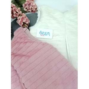 Elyaf Dolgulu Çizgili Doku Peluş Yelek