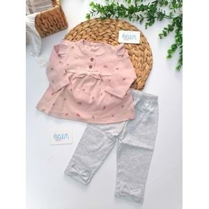 Bebe Yaka Çiçek Baskı 2'li Bebek Tk.