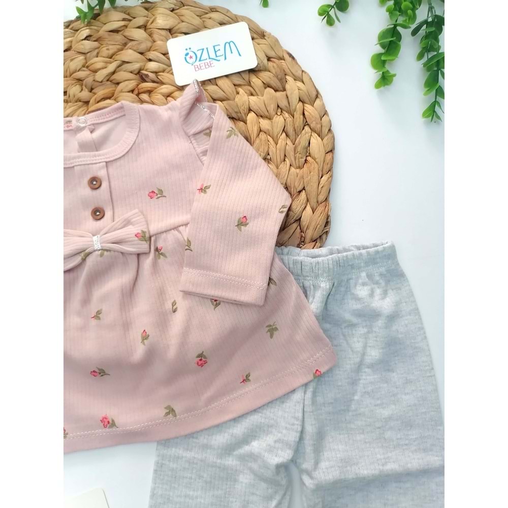 Bebe Yaka Çiçek Baskı 2'li Bebek Tk.