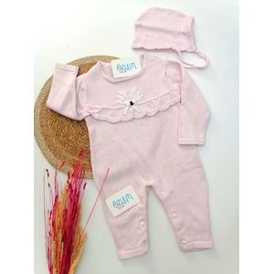 Çiçek Nakışlı Merserize Şapkalı Tulum