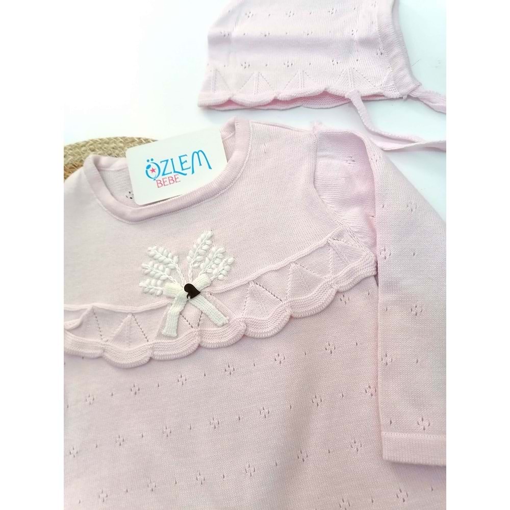 Çiçek Nakışlı Merserize Şapkalı Tulum