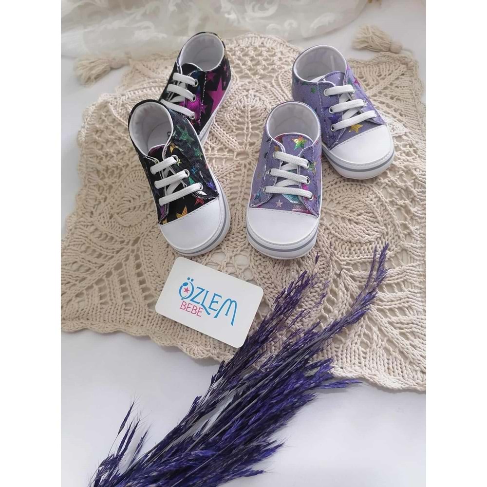 Yıldızlı Model Bağcıklı Bebek Ayakkabısı