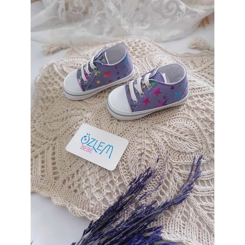 Yıldızlı Model Bağcıklı Bebek Ayakkabısı