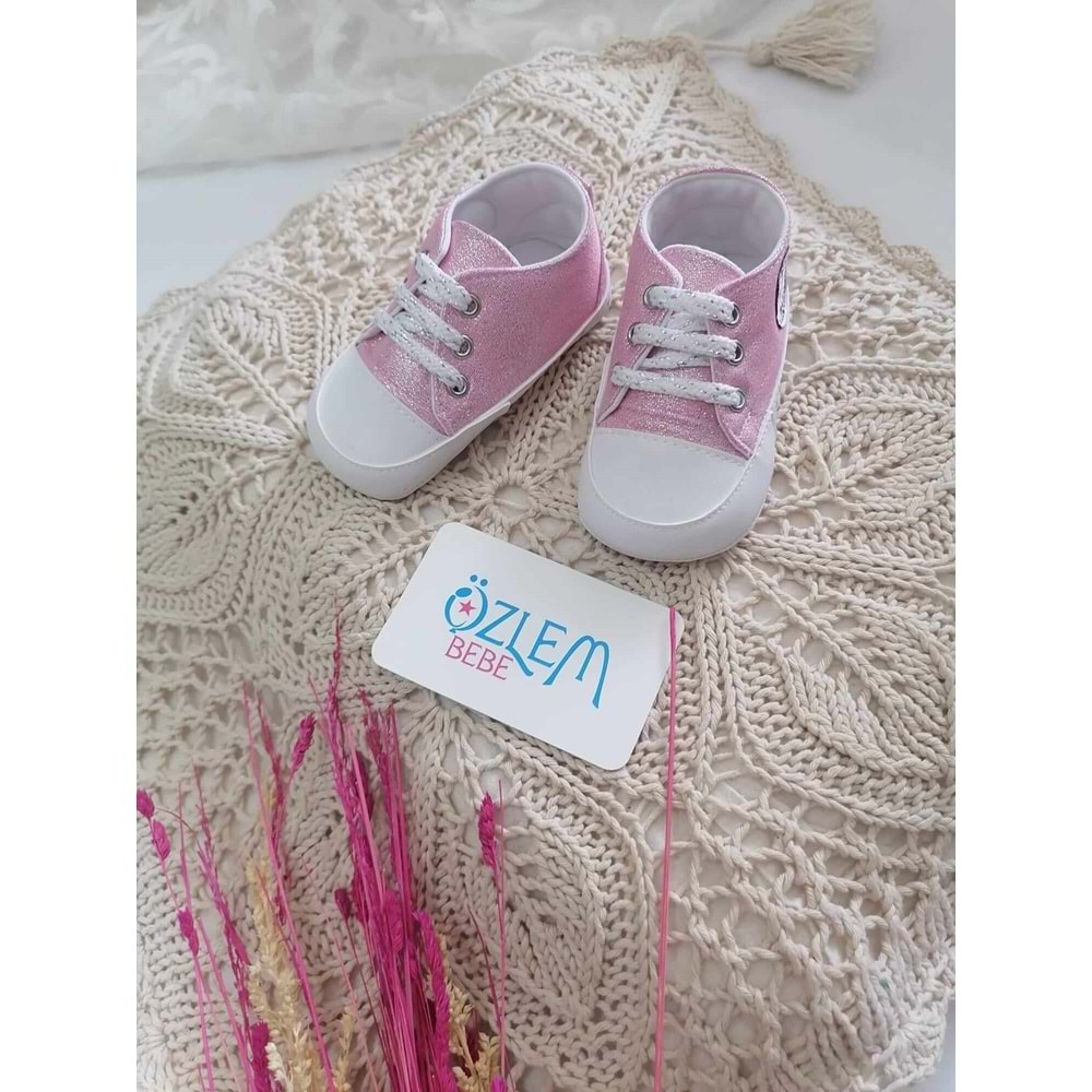 Simli Model Bağcıklı Bebek Ayakkabısı