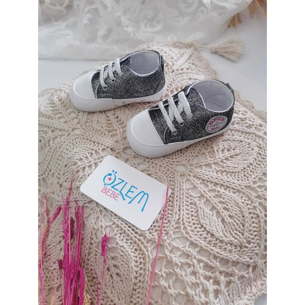 Simli Model Bağcıklı Bebek Ayakkabısı