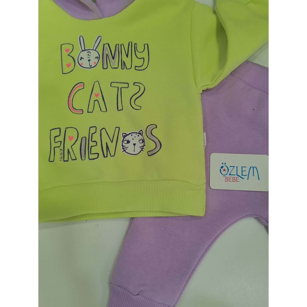 Kulaklı Bunny Kapüşonlu İkili Takım