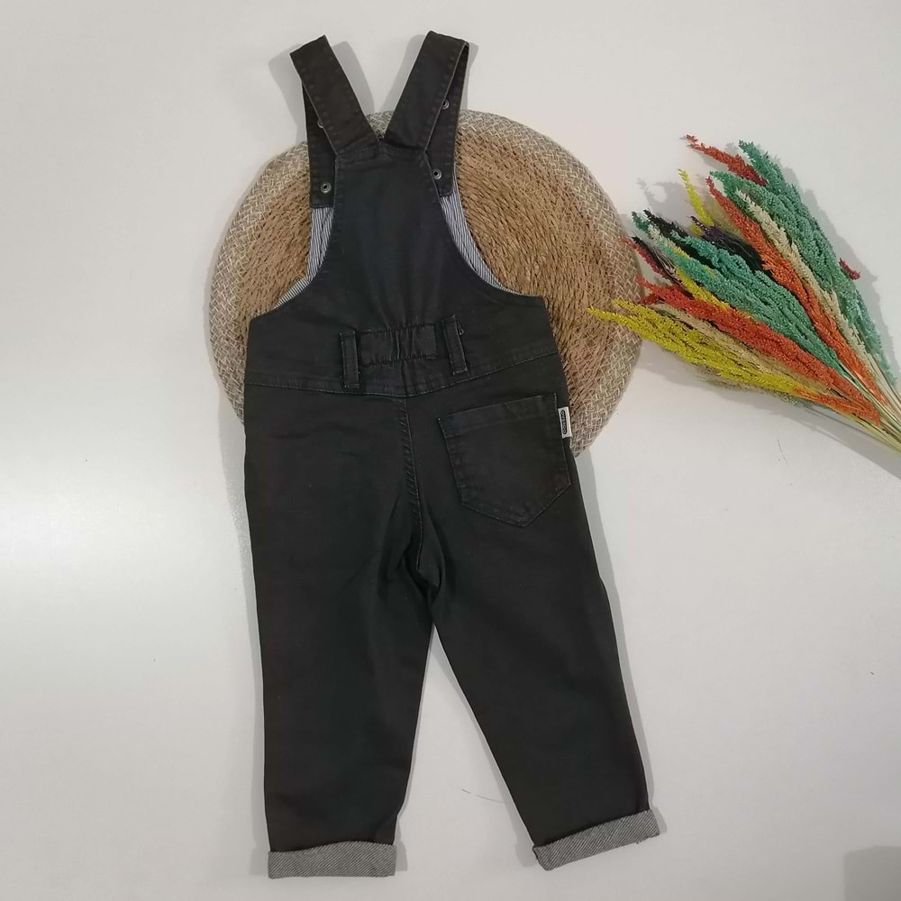 Kedi Figürlü Siyah Salopet