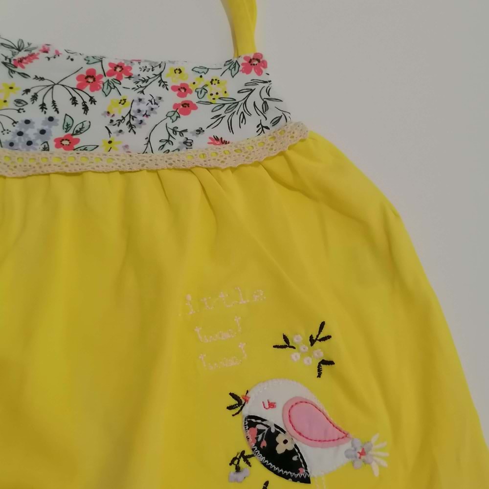 Kuş Figürlü Sarı Bebek Takım