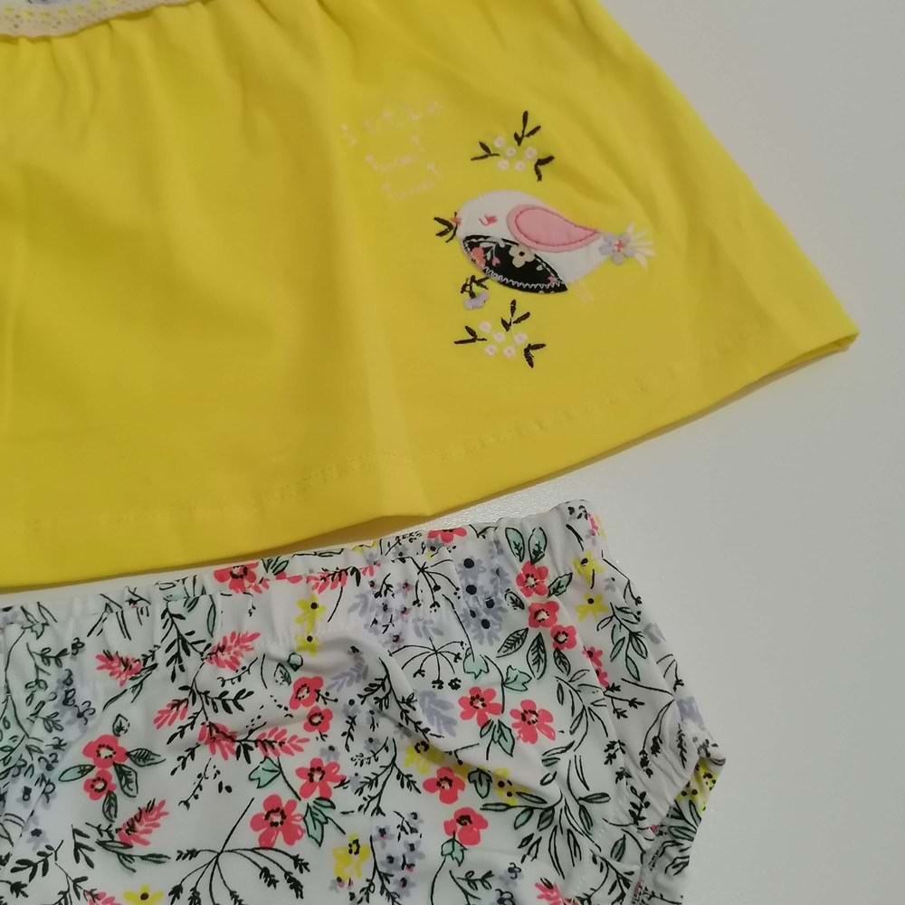 Kuş Figürlü Sarı Bebek Takım