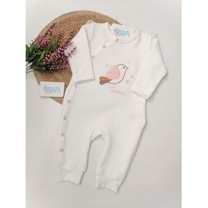 Kuş Figürlü Kapitone Krem Tulum