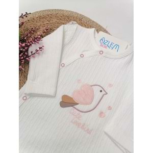 Kuş Figürlü Kapitone Krem Tulum