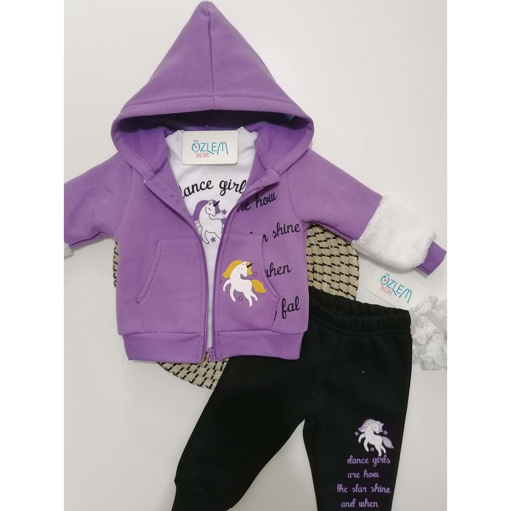 Mor Hırkalı Kapüşonlu Takım