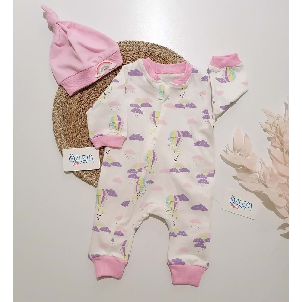 Balonla Seyahat Beyaz/Pembe Tulum