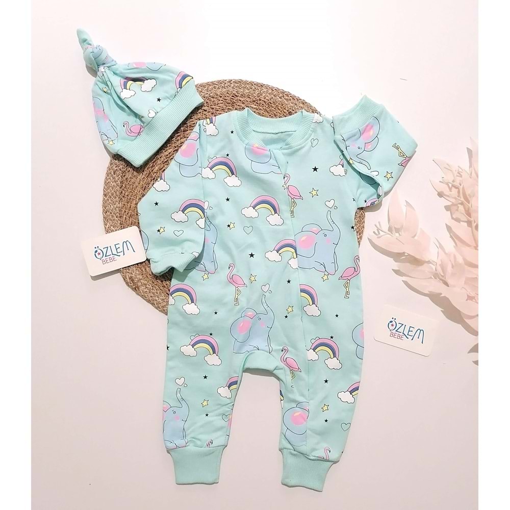 Balonla Seyahat Mint Yeşili Tulum