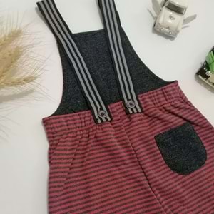 Bordo Çizgili Salopet