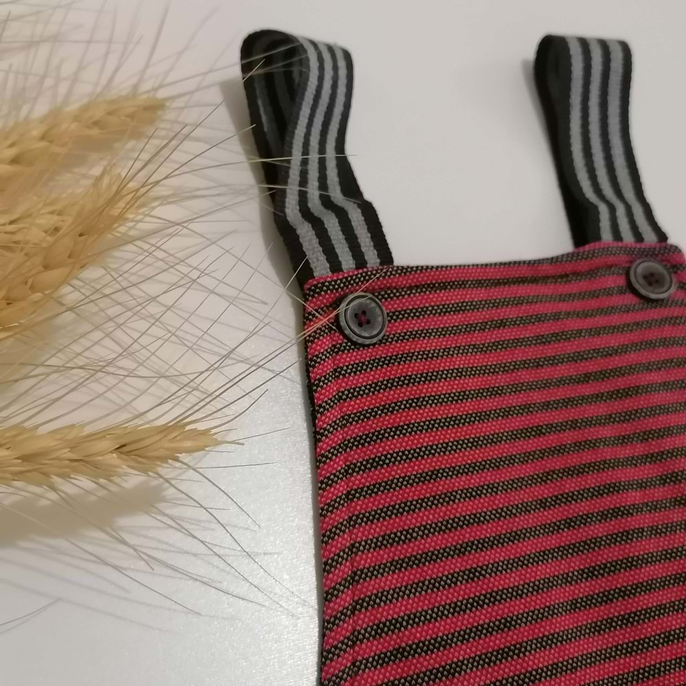 Bordo Çizgili Salopet