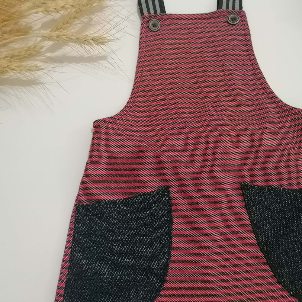 Bordo Çizgili Salopet