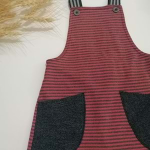 Bordo Çizgili Salopet