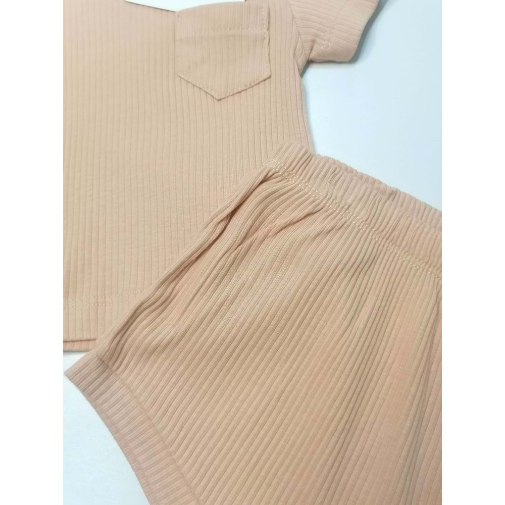 Organik Somon Şortlu Bebek Takım