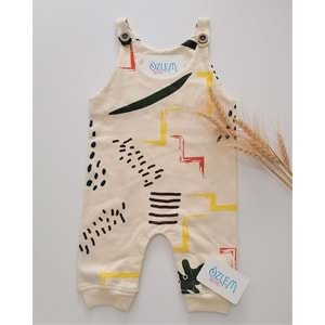 Geometrik Desenli Krem Salopet