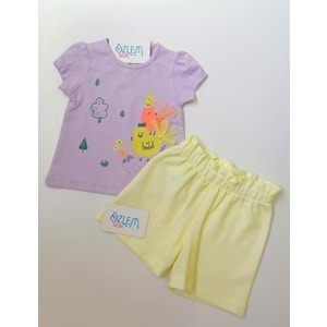 Neşeli Kuşlar Şortlu Takım