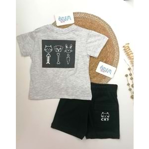 Sevimli Hayvanlar Şortlu Takım