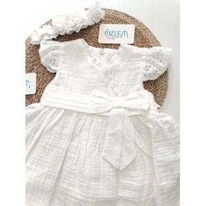 Güpürlü Beyaz Müslin Elbise