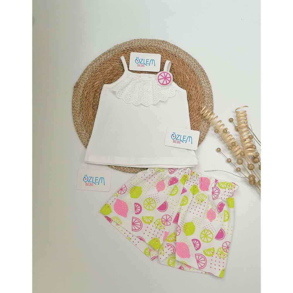 Sarı-Pembe Limon Şortlu Takım