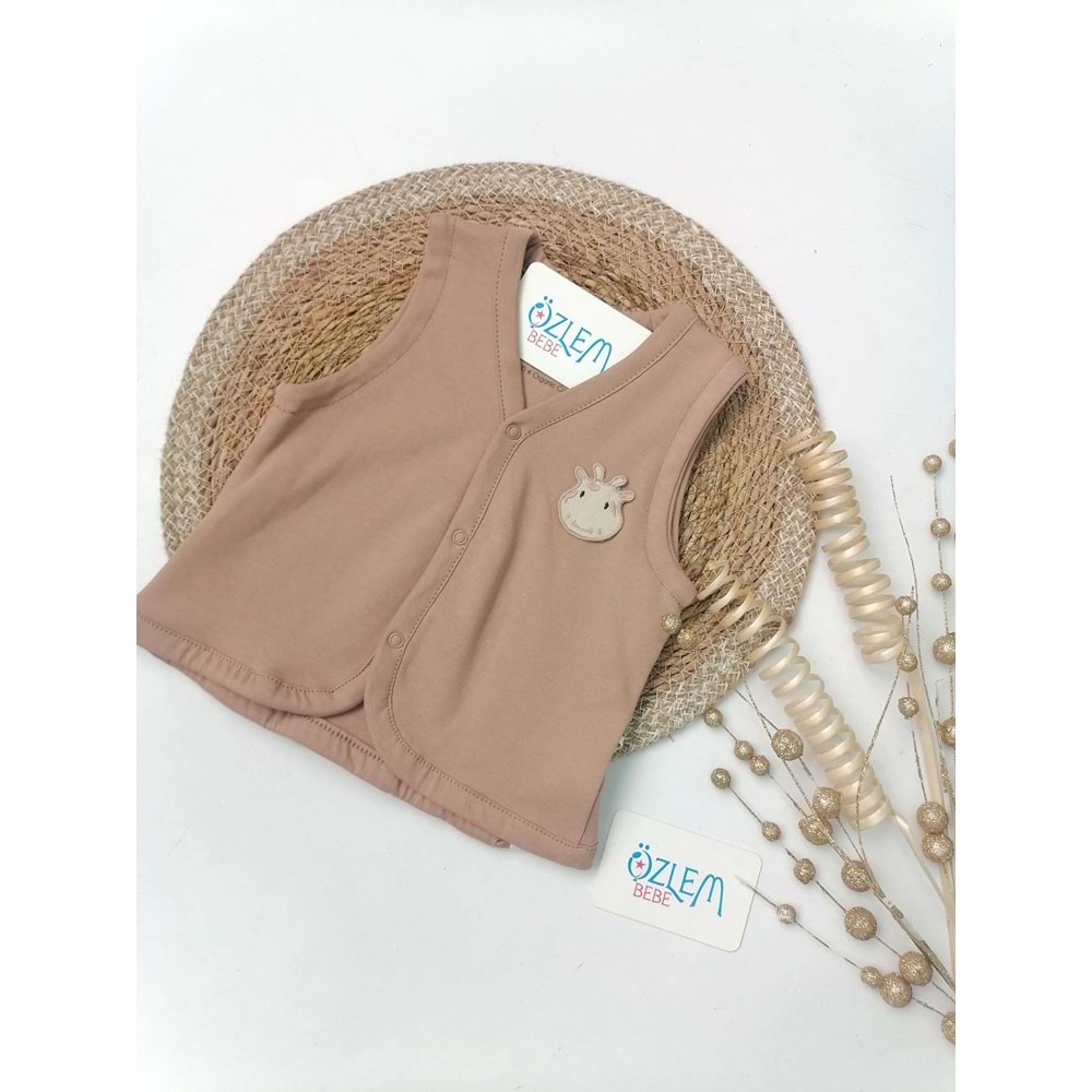 Organik Pamuk Kahverengi Yelek