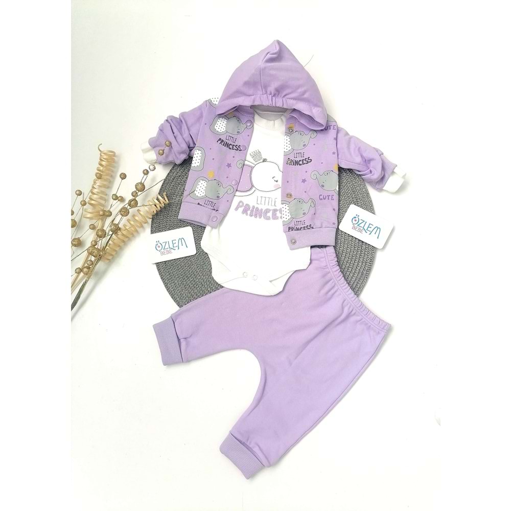 Minik Mor Fil 3'lü Bebek Takımı