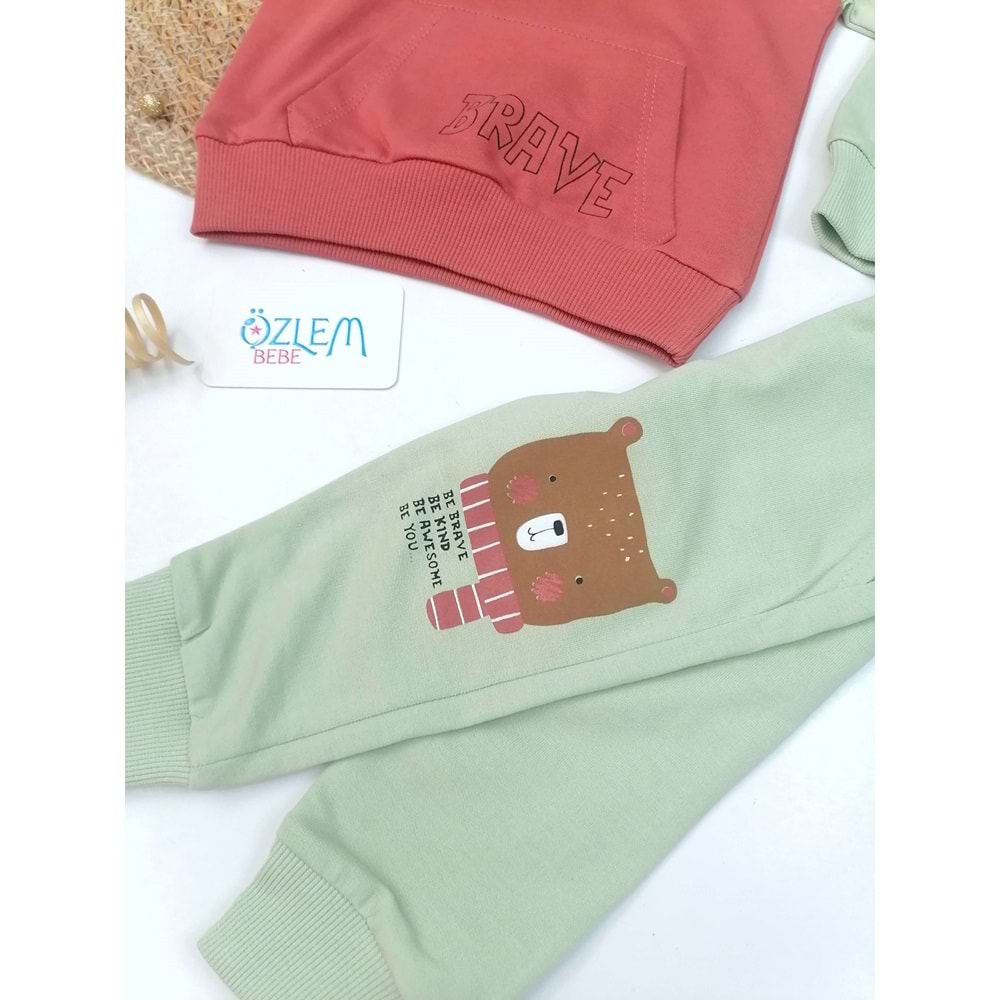 Cesur Ayıcık Kapüşonlu 2'li Takım