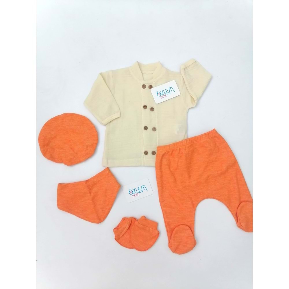 Krem Gömleki Müslin 5'li Hastane Çıkışı