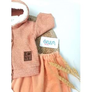 Kapüşonlu Tarçın Rengi 3'lü Bebek Takım