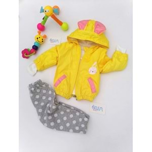 Tavşan Kulak Ceketli 3lü Bebek Takım