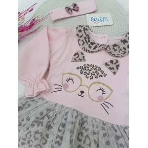 Şirin Kedi Leopar Pembe Elbise