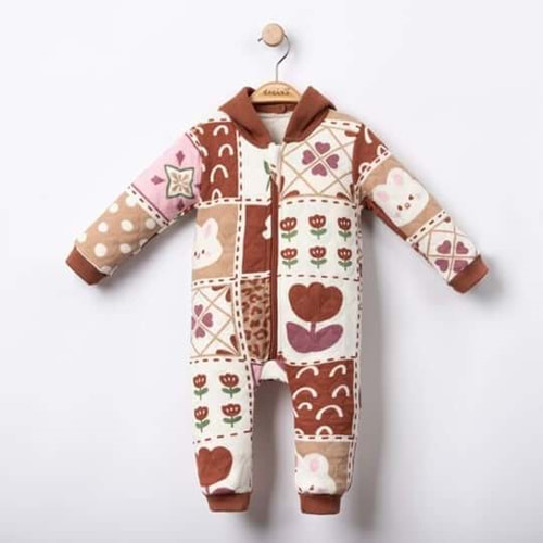 Kapüşonlu Fermuarlı Kapitone Tulum