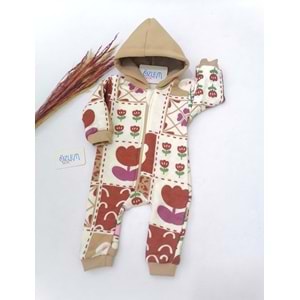 Kapüşonlu Fermuarlı Kapitone Tulum